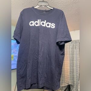 Adidas Men's Dark Blue Tee with White Logo
